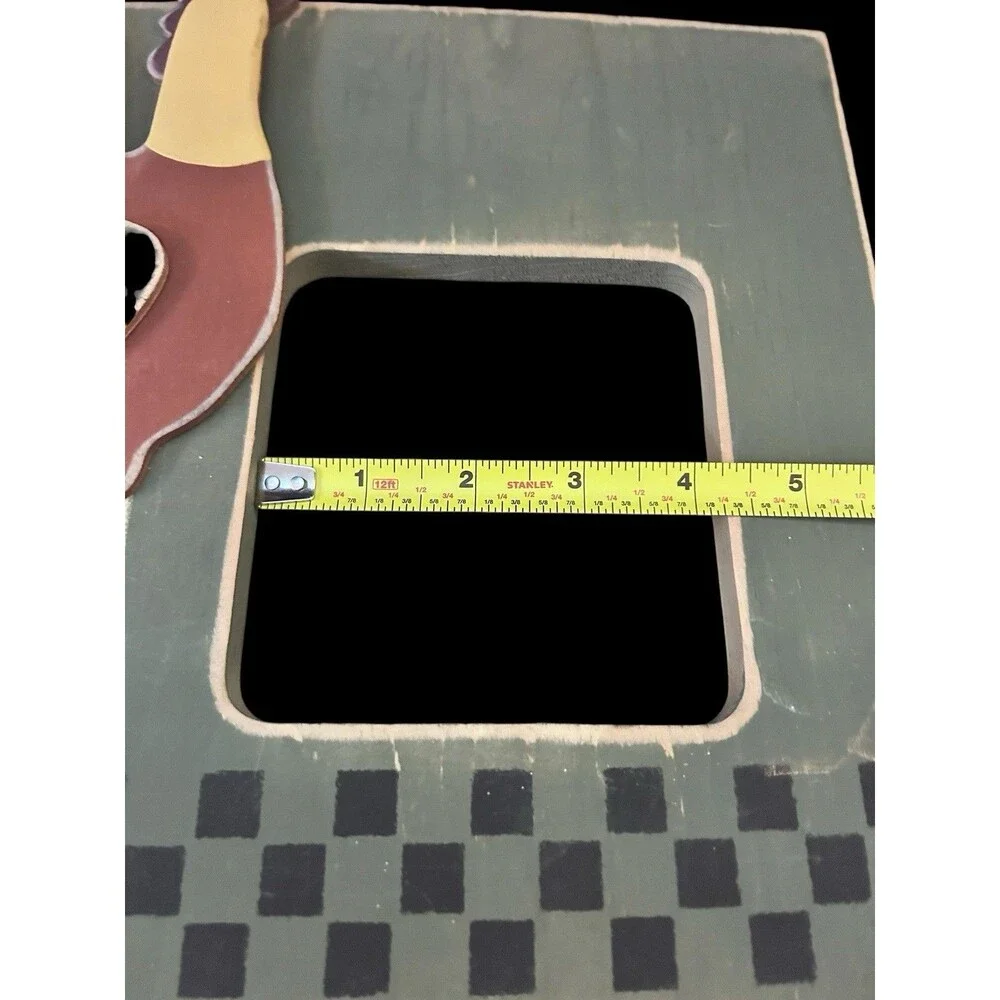 Vtg Wooden Rooster Chicken Frame Wall Hanging